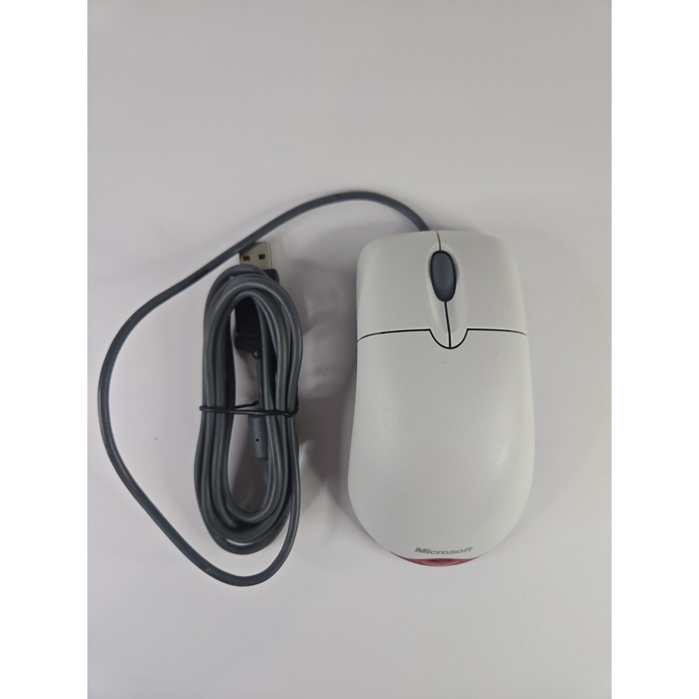 Microsoft Wheel Mouse Optical USB X802382-004 1.1A White Tested Free Shipping - Picture 1 of 4